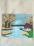 TABLOU PE PANZA CU SASIU NOU 30X40 CM PEISAJ PRET DOAR 20 LEI