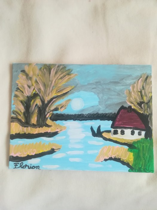 TABLOU PE PANZA CU SASIU NOU 30X40 CM PEISAJ PRET DOAR 20 LEI