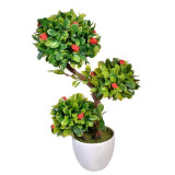 Cumpara ieftin Bonsai artificial cu flori in ghiveci ceramic cu 3 ramuri,verde,30 cm, Oem