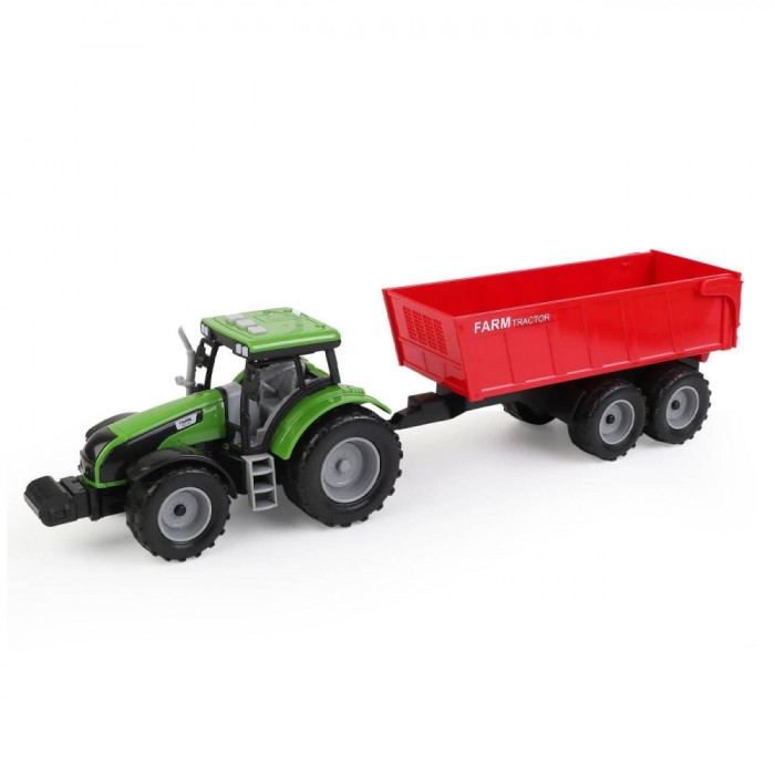 Tractor Jucărie cu Remorcă, Sunete și Lumini, Plastic, Verde/Roșu