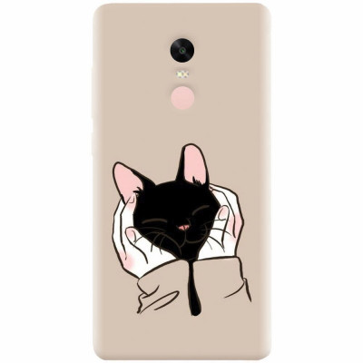 Husa silicon pentru Xiaomi Redmi Note 4, Th Black Cat In Hands foto