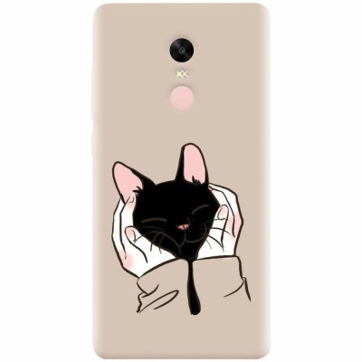 Husa silicon pentru Xiaomi Remdi Note 4X, Th Black Cat In Hands foto