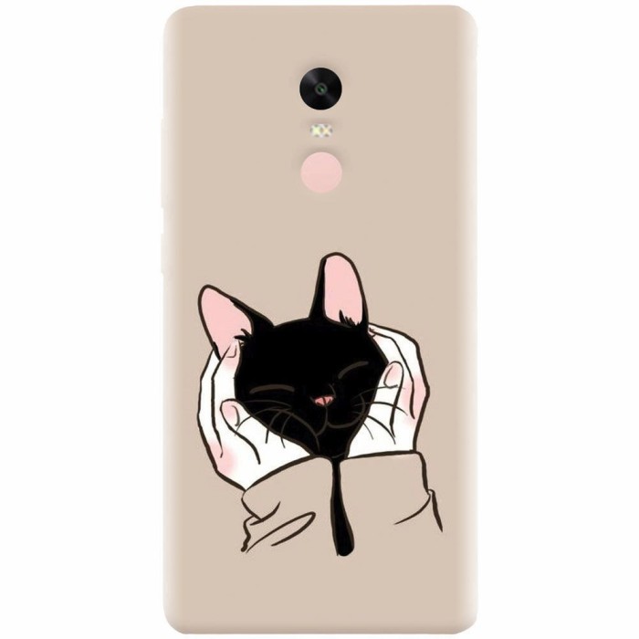 Husa silicon pentru Xiaomi Remdi Note 4X, Th Black Cat In Hands