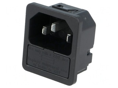 Conector alimentare AC soclu tată 10A 250VAC IEC 60320 foto
