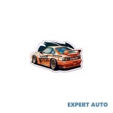 Sticker Auto Curse kwmobile, Abtibild Abstract, 16.5x10cm, Alb/Negru/Gri/Rosu, PVC Autocolant, Rezistent Zgarieturi