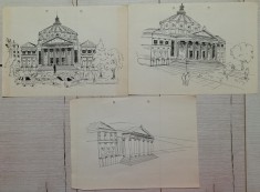 Ateneul Roman// desene in perspectiva, anii &amp;#039;80 foto