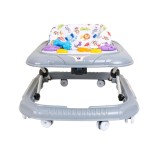 Premergator pentru copii 6 luni+, scaun reglabil, 10 roti 360&deg;, gri