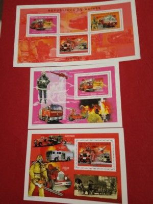 GUINEA, POMPIERI - 2 COLIȚE + BLOC MNH foto