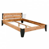 VidaXL Cadru de pat, 152x203 cm, lemn masiv de acacia &amp; oțel
