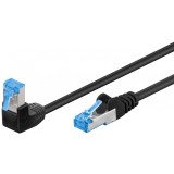 Cablu de retea cat 6A SFTP LSOH cu 1 unghi 90 grade 0.25m Negru, Goobay G51555