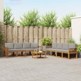 vidaXL Set de canapele de exterior 9 pcs Gri natural și deschis 3366179