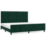 Cumpara ieftin Cadru de pat fara saltea, verde inchis, 200x200 cm, catifea