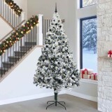 vidaXL Brad de Crăciun cu lumini decorative cu coarde Alb 300 cm PVC 3394804