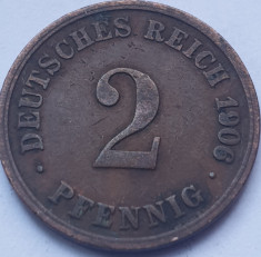 2 pfennig 1906 Germania, km#16, litera D foto