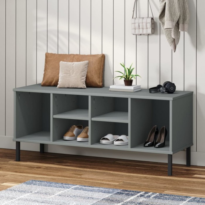 Gossi pantofar cu picioare metalice &bdquo;oslo&rdquo; gri 106x35x45 cm lemn