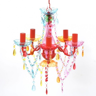 Lustră Cristal Artificial pentru 5 becuri Multicoloră foto