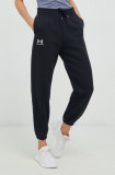 Under Armour pantaloni de trening femei, culoarea negru, neted