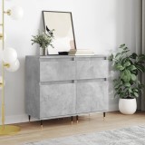 Gossi servante, 2 buc., gri beton, 40x35x70 cm, lemn prelucrat
