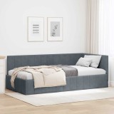 vidaXL Cadru de pat colțar cu headboard Gri &icirc;nchis 90 x 190 cm Catifea
