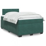 vidaXL Pat box spring cu saltea, verde &icirc;nchis, 120x200 cm, catifea 3286297
