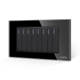 Cumpara ieftin Intrerupator mecanic Luxion cu 8 posturi, rama din sticla neagra, standard italian 4M