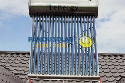 Kit Panou solar apa calda INOX presurizat 1ENERGY, 200 litri, 20 tuburi heat-pipe foto