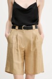 La Petite Fran&ccedil;aise pantaloni scurți din amestec de in SAVOUREUX culoarea bej, uni, high waist, SAVOUREUX