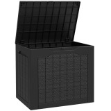 Outsunny Cufăr de Exterior de 93L cu M&acirc;nere Integrate și C&acirc;rlig pentru Lacăt, 56x41x50 cm, Negru | Aosom Romania
