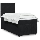 VidaXL Pat box spring cu saltea, negru, 80x200 cm, catifea