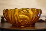 Fructiera / Centru de masa din sticla veche - Amber glass - cca. 1920