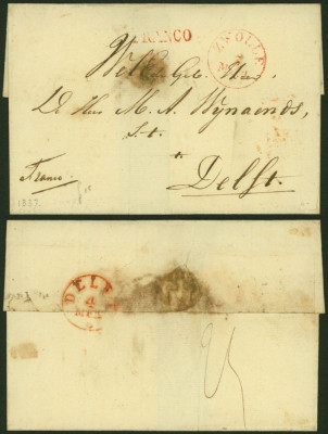 Netherlands 1837 Postal History Rare Stampless Cover Zwolle DB.473 foto