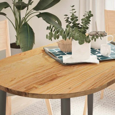 vidaXL Blat de masă maro deschis 120x60x2 cm lemn masiv de stejar oval 4009071 foto