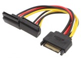 Cablu SATA 15pin Tată-Mamă Unghi Dual 0,15m