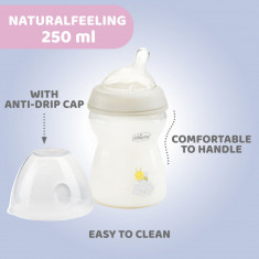 Biberon PP Chicco Natural Feeling 250ml tetina silicon fara BPA 2luni+