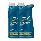 Pachet 2 litri Ulei Motor drujba MANNOL 4-Takt Agro SAE 30 Mineral (Utilaje Gradina, Anti-depuneri)