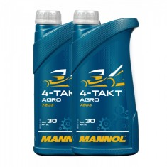 Pachet 2 litri Ulei Motor drujba MANNOL 4-Takt Agro SAE 30 Mineral (Utilaje Gradina, Anti-depuneri)