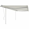 Copertină retractabilă manual, cu st&acirc;lpi, crem, 4x3,5 m