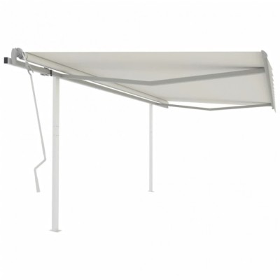 Copertină retractabilă manual, cu st&amp;acirc;lpi, crem, 4x3,5 m foto