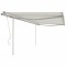 Copertină retractabilă manual, cu st&acirc;lpi, crem, 4x3,5 m