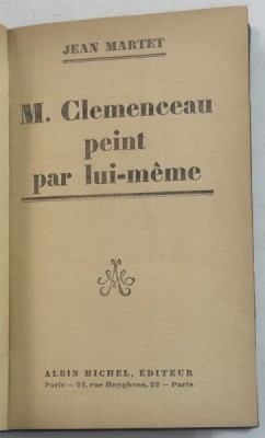 M. CLEMENCEAU PEINT PAR LUI - MEME par JEAN MARTET , 1929 foto