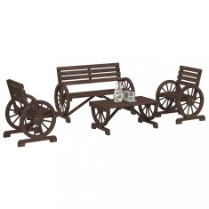 vidaXL Set mobilier de grădină, 4 piese, lemn masiv de brad 3207132
