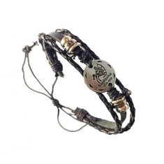 Bratara din piele ecologica, Zodiac Sagetator, Negru, BR56