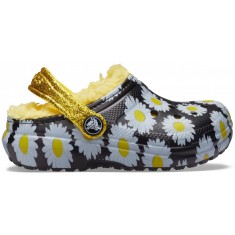 Saboți Crocs Kids&#039; Classic Lined Vacay Vibes Clog Negru - Black Daisy