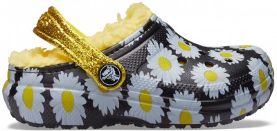 Saboți Crocs Kids&amp;#039; Classic Lined Vacay Vibes Clog Negru - Black Daisy foto