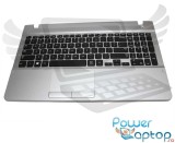 Tastatura HP Neagra Samsung NP270E5C cu Palmrest argintiu si TouchPad