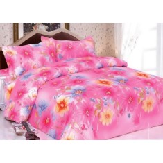 Lenjerie de pat pentru o persoana cu husa de perna dreptunghiulara, Pinkie, bumbac ranforce, gramaj tesatura 120 g/mp, multicolor