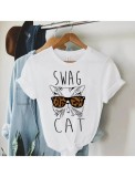 Cumpara ieftin Tricou Dama Alb Swag Cat - S(36)