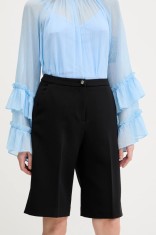 Blugirl Blumarine pantaloni scurti femei, culoarea negru, neted, high waist, RA5156.T2968 foto