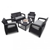 Cumpara ieftin Set de mobilier de grădină Corfu Large II Lyon 6+1 &icirc;n culoarea grafit