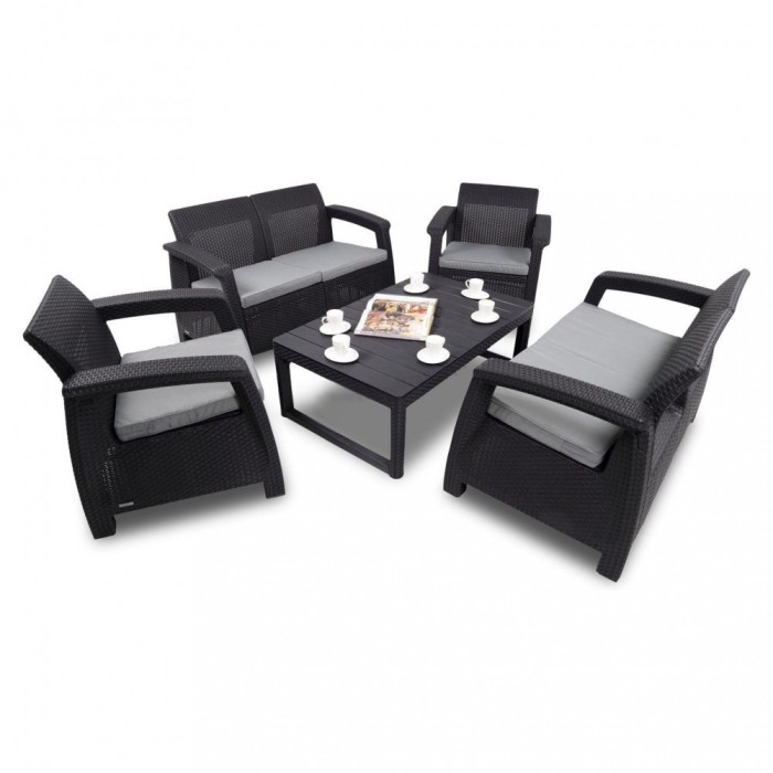 Set de mobilier de grădină Corfu Large II Lyon 6+1 &icirc;n culoarea grafit
